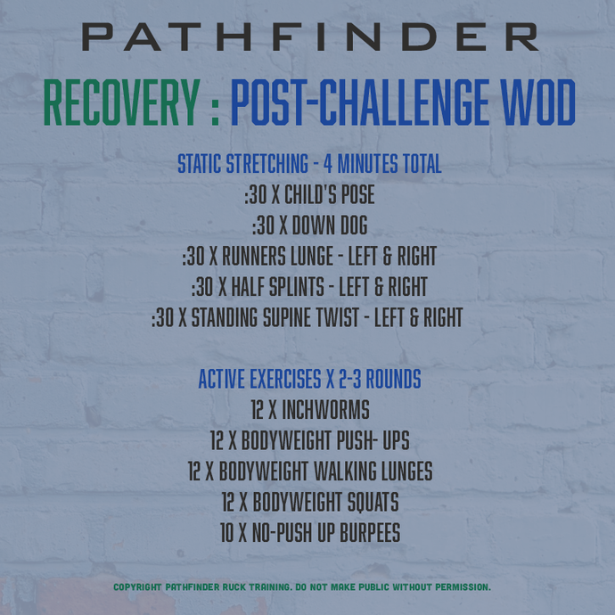 RECOVERY DAY : POST-CHALLENGE WOD